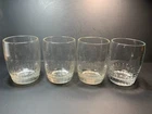 4 Vintage Art Deco Barrel Tumblers Thick Glass Whiskey Rocks Glass Ribbed Base