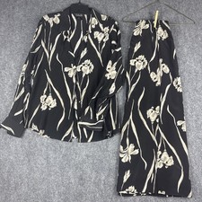 Vintage Rafaella 100 Silk 2pc Set Black Floral Top 10 Skirt 14 Mixed Size