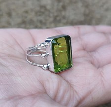 Peridot Solid 925 Sterling Silver Beautiful Statement Lovely Ring All Size M1322