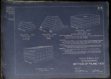 Boston & Maine RR E-5 Blue Print Standard Method of Piling Ties