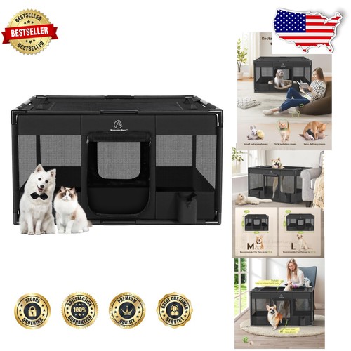 Spacious 32" Indoor Outdoor Pet Playpen with Waterproof Base and Carrying Case