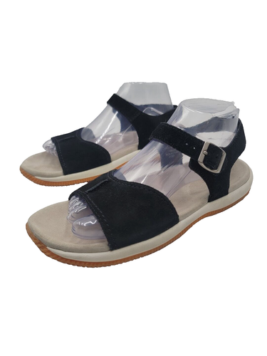 LL Bean Women's Sz 8M Soft Suede Ankle Strap Black Strappy Sandals - Picture 4 of 11