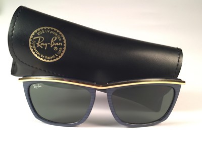 VINTAGE RAY BAN OLYMPIA GOLD BLUE STRIPES G15 GREY 1990 B&L VINTAGE RAY BAN OLYMPIA GOLD BLUE STRIPES G15 GREY 1990 B&L