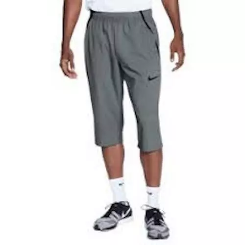 Mens Nike Flex Short Training 3/4 Pants Long Shorts Gray Size Small S  CU4955-084