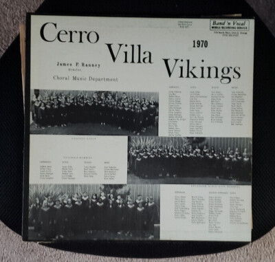 Cerro Villa Vikings 1970 LP vinyl Choral Music Band 'n Vocal Ranney CA Park 