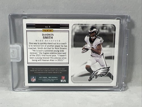 DeVONTA SMITH 2021 Panini One RPA RC Jersey Patch Auto 16/30 Eagles SP! SEALED! - Picture 6 of 10