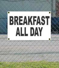 2x3 BREAKFAST ALL DAY Black White Banner Sign Discount Size Price