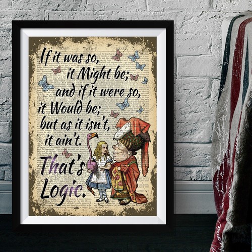 Alice in Wonderland Poster Print, Logic quote, wall art - Afbeelding 1 van 2