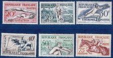 France N°960**à 965** Série complète** MNH Jeux Olympiques d'HELSINKI de 1952