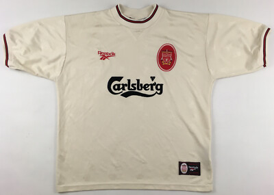 FC Liverpool 1996/97 1997 away Reebok jersey shirt camiseta vintage ecru  42-44 L UK