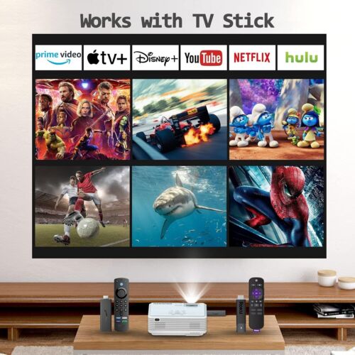 Hanwind Portable WiFi Projector 8500L 1080P-TV Stick, HDMI, Phone, PS5, USB-NEW! - Picture 6 of 7
