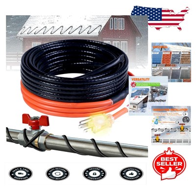 Self-Regulating 150ft Pipe Heating Cable - ETL Certified Roof Deicing Solution
