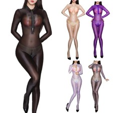 Women's Bodystocking Ice Silky Sheer Tights Jumpsuits Bodysuits Shapewear