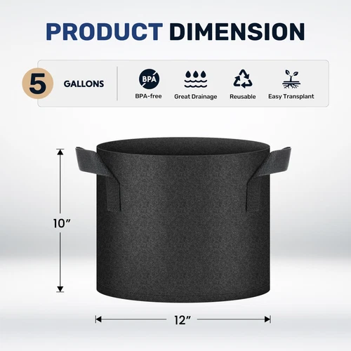 5-24Pack Garden Grow Bag/Rooty Bag Heavy Duty Non-Woven Plant Fabric Pot Contain - Picture 121 of 143