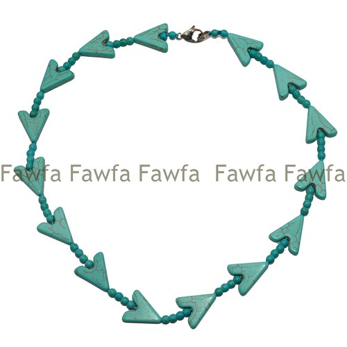 4mm Natural Blue Turquoise Round Gemstone Beads Arrow Shaped Necklace 14-45'' - 第 3/18 張圖片