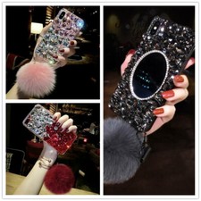 Cute Glitter Women/Girl Bling Rhinestone Diamond TPU Wristlet Back Phone Case