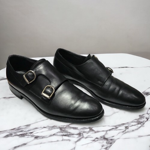 CROCKETT & JONES Gordon Scott RITZ Double Monk Black Leather Shoes US8 UK7 E  41 - Afbeelding 1 van 15