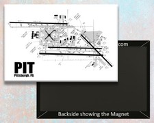 PIT Pittsburgh Airport Diagram Map Handmade 3.25" x 2.25" Fridge Magnet (MM10017