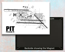 PIT Pittsburgh Airport Diagram Map Handmade 3.25" x 2.25" Fridge Magnet (MM10017