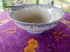 Saladier Creil et Montereau Labrador Service Lavallière Décor Floral Bleu 28,5cm