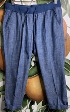 Talbots Pants Woman Petites Size 12 Cotton Blend Blue Pull on Cropped Pants NWT