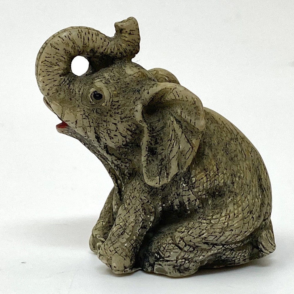 Vintage ELEPHANT TRUNK UP Resin Animal Figurine SATIS-5 Taiwan