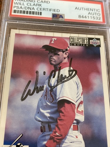 Will Clark Signed Card Psa Dna Coa Slabbed Autographed Rangers - Picture 2 of 5