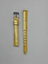 12mm Yellow/White Genuine Leather Watch Band - USA