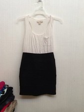 Womens Forever 21 Black And White Tank Dress Bandage Knit Skirt Size Small