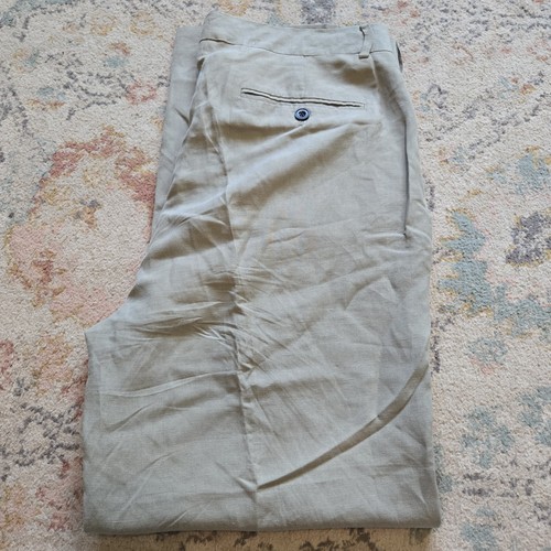 VTG Polo Ralph Lauren Pants Mens 32/30 Brown Silk Linen Blend Pleats Breathable - Bild 7 von 7