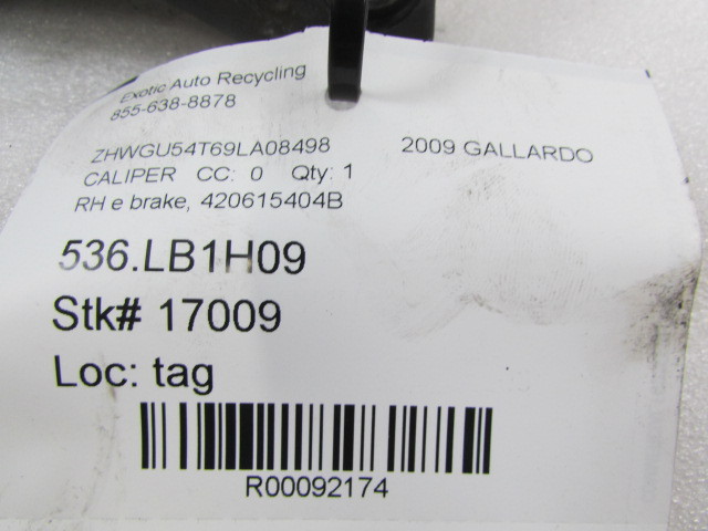 Lamborghini Gallardo, RH E-Brake Caliper, Used, P/N 420615404B