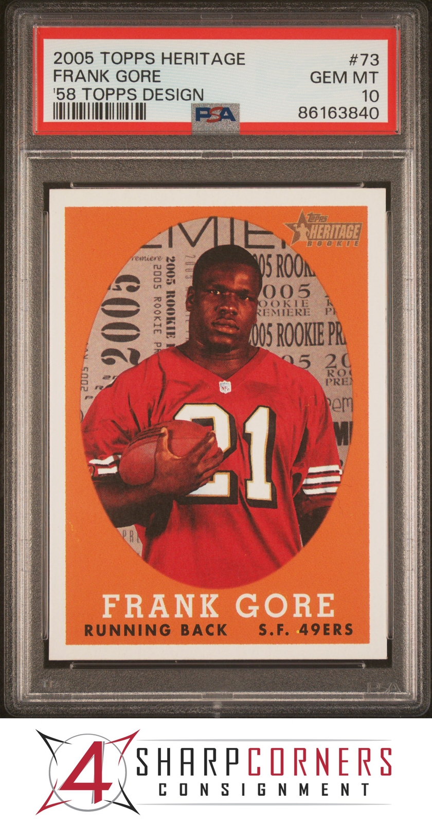 Frank Gore Topps Heritage #73 58 Topps Design