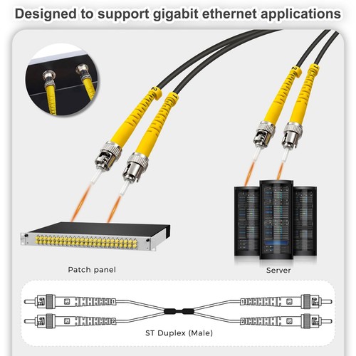 Yunsufiberpro 3ft / 1m Armored OD-5mm OS2 ST to ST Single Mode Fiber Cable, - Afbeelding 4 van 6