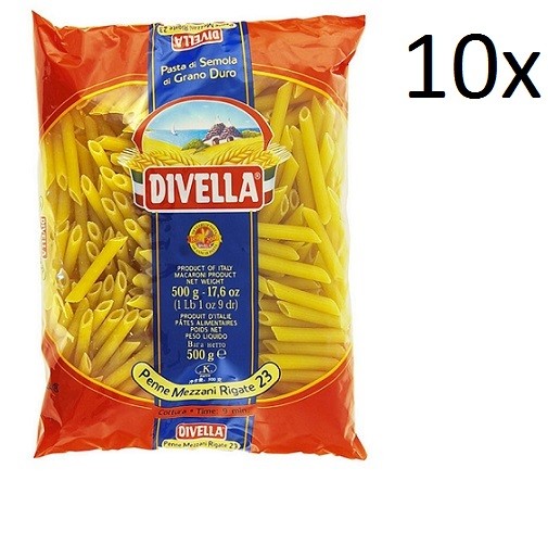 10X Pasta Divella 100% Italienisch N°38 Pennette Di Mezzani 500G-image