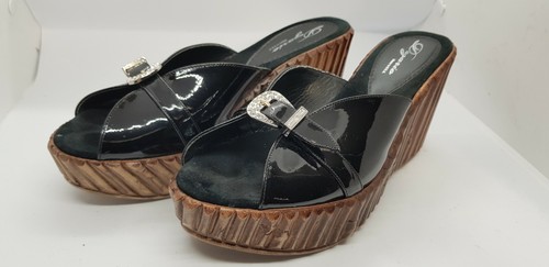 Degario Women's Shoes Size EUR 37, Black, Platform Wedge Slides Heel Sandals