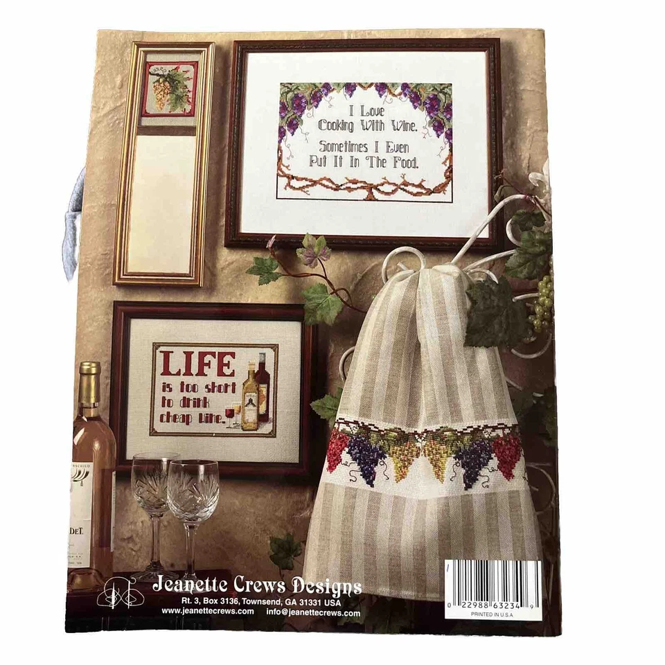 From The Vineyard Cross Stitch Pattern Book Jeanette Crews Designs Grapes Wine - Image 2 of 2