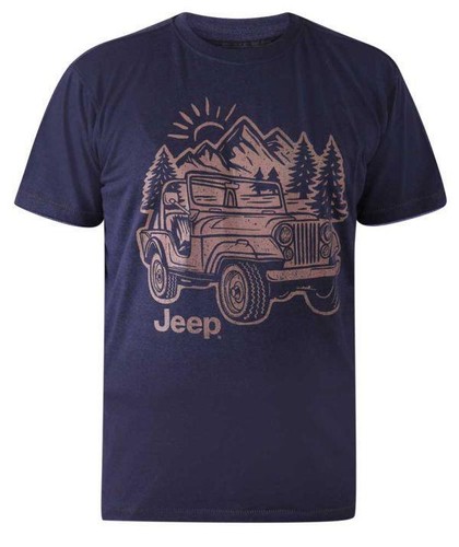 D555 Men's Plus Size "Official Jeep" Cotton Printed T-Shirt Navy 2XL to 5XL