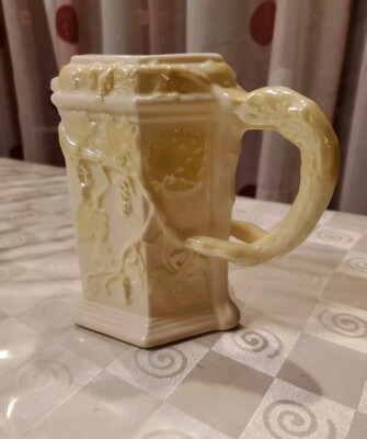 Vintage Belleek Water Pitcher Or Creamer, Grapevines 5''5'