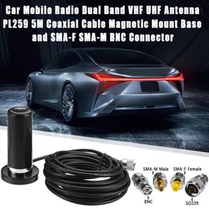 Antena VHF/UHF Doble banda vehículo coche radio móvil + Montaje Magnético  Base 5M K | eBay