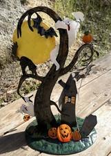 Spooky Tree/House Halloween Theme. Ghosts, Bats, Cat, Pumpkin, Moon Decor