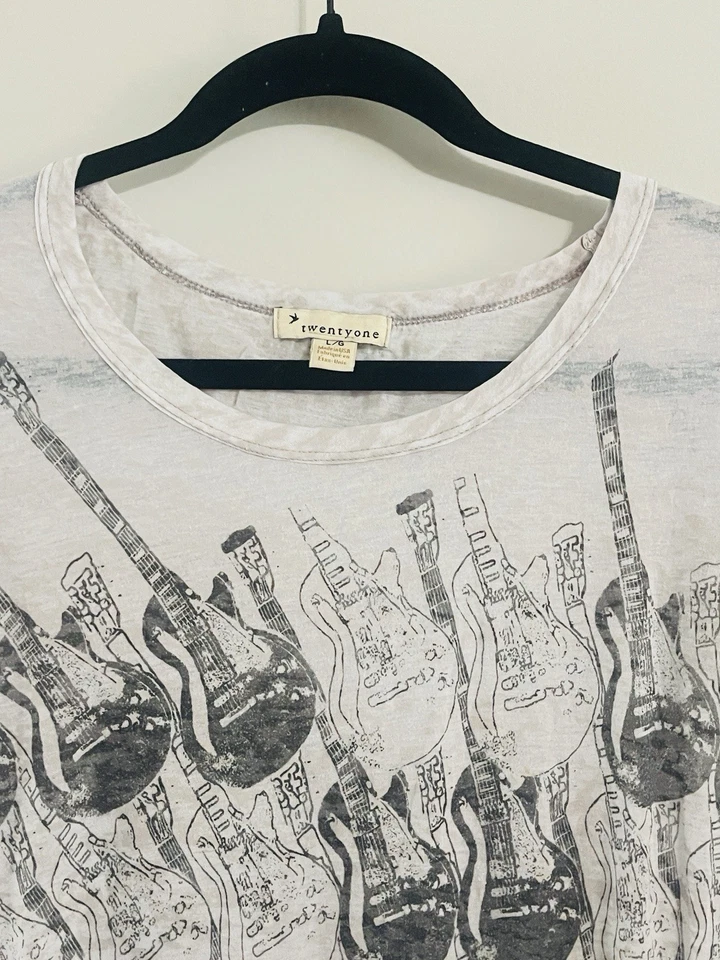 Camisa TwentyOne Sheer Guitar Burnout Talla L Retro Y2K Fairy Grunge Hippie CyberUSA Foto 4 de 4