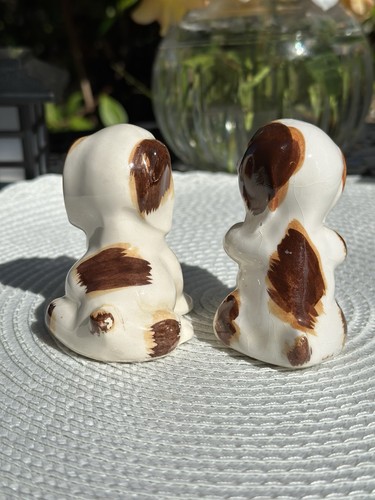 Vintage Set Of 2 Dog Puppy Ceramic Figurines Japan - Picture 3 of 10