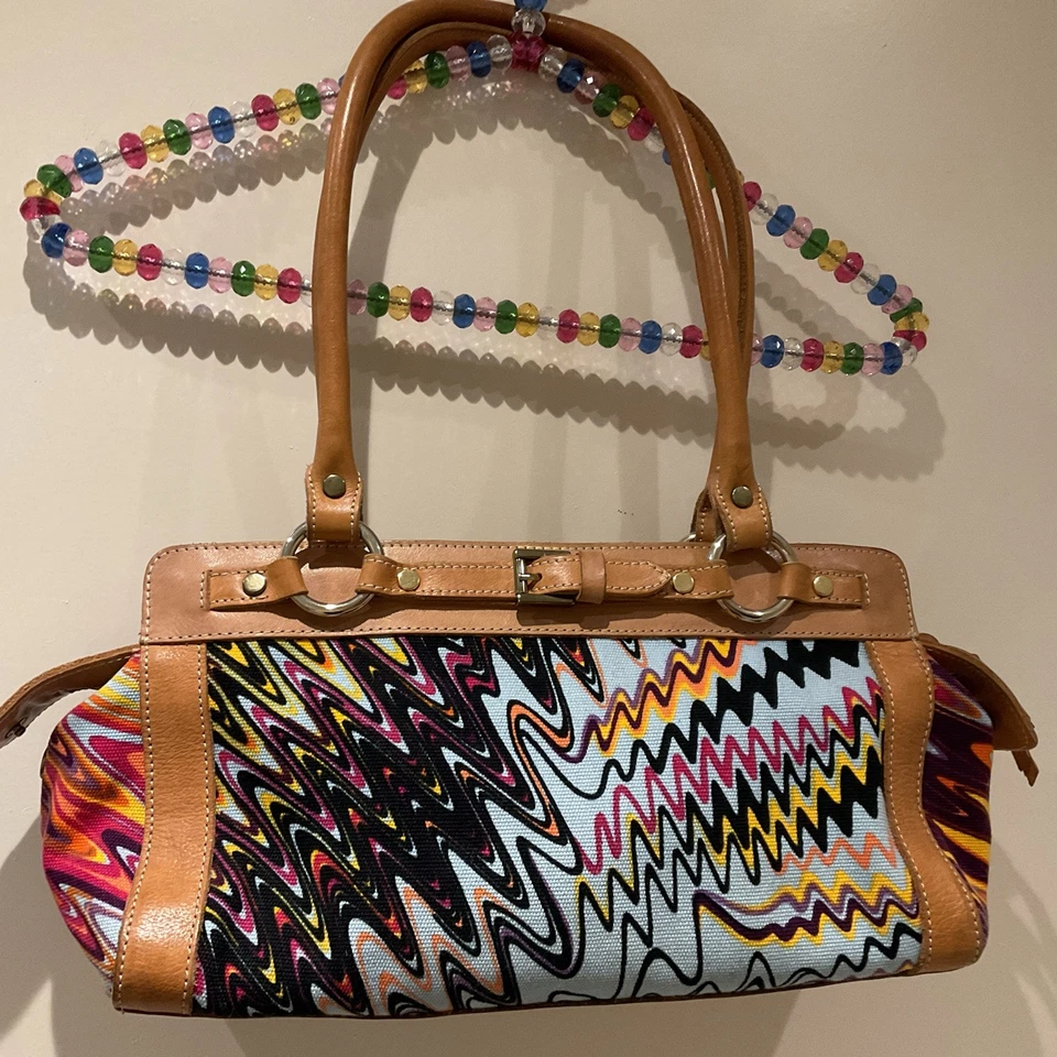 Sac Missoni M vintage cuir et tissus - Photo 1/4
