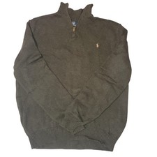Polo Ralph Lauren Sweater Mens Large Half Zip Pullover Knit Vintage Style FLAW