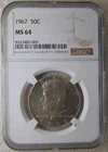 1967 Kennedy 50C Silver Half Dollar, NGC MS64, NICE COIN, SWEET!