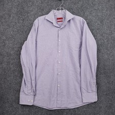 Hugo Boss Sharp Fit Dress Shirt Mens 15.5 Purple Striped Long Sleeve Button Up