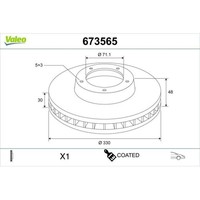 1X Bremsscheibe Valeo 673565 Passend FüR CitroËN Opel Peugeot Vauxhall DS