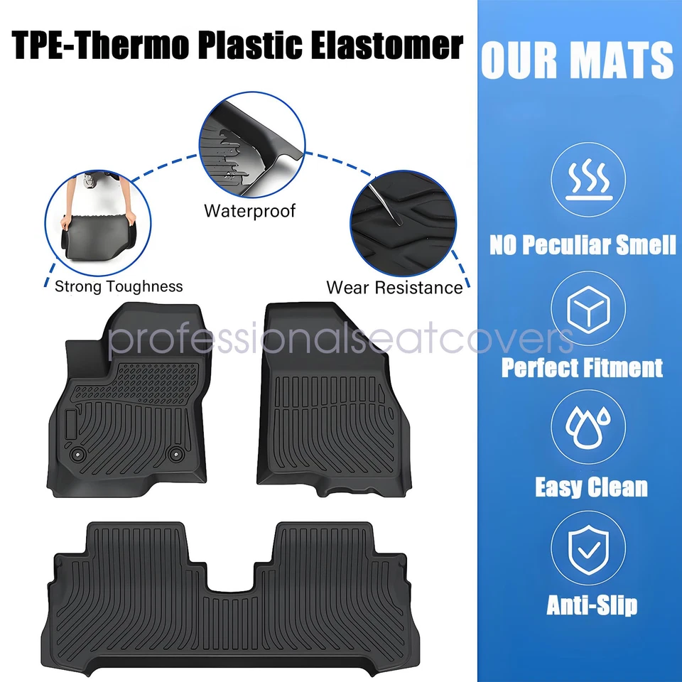 For 2017 2018 2019 2020 2021 2022 2023 Chevrolet Bolt EV TPE 3D Floor Mats Liner - Image 3 of 4