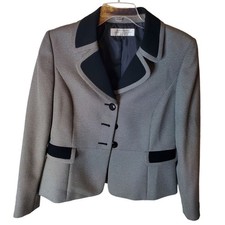 Tahari 10PETITE Black/White Blazer Jacket