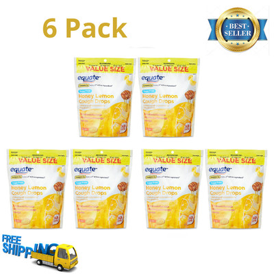 Equate Sugar-Free Honey Lemon Cough Drops, 140 Count, Sore Throat Relief, 6 Pack